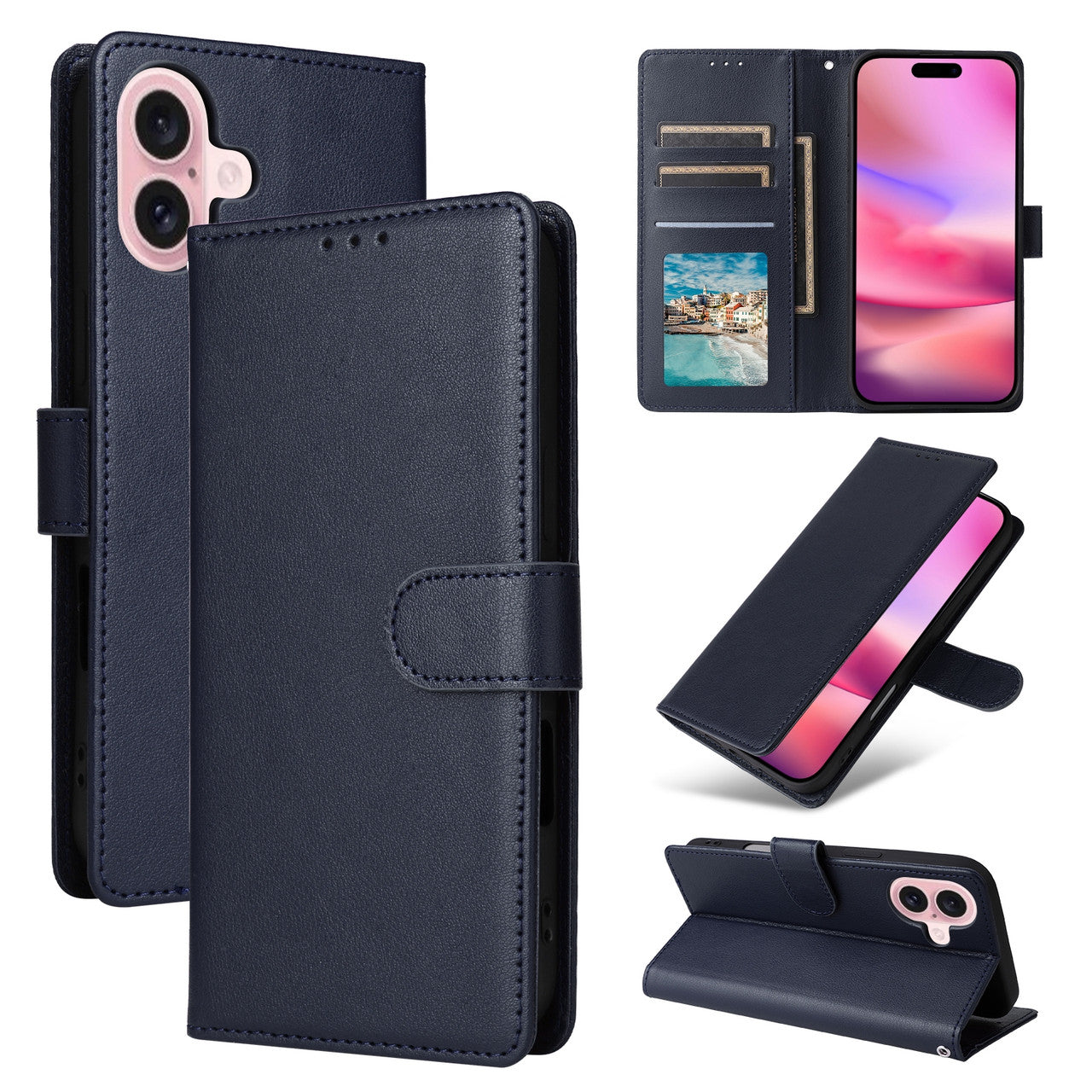 Étui portefeuille en cuir pour iPhone 16 Étui portefeuille en cuir pour iPhone 16